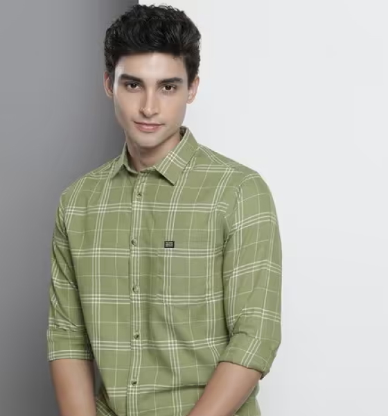 Mens Checked Shirt Green