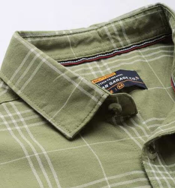 Mens Checked Shirt Green