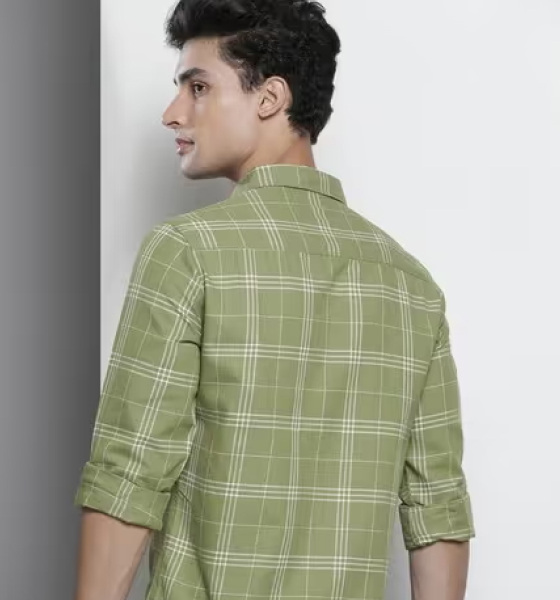 Mens Checked Shirt Green